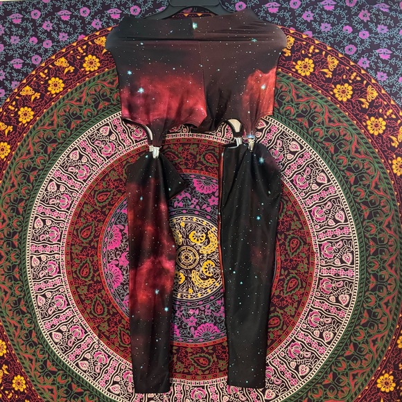 Galaxy Pink Suspender Leggings- Size Medium- Blackmilk Clothing - Picture 4 of 9